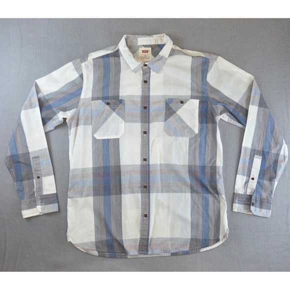 Levi's Other - Levis Men's Blue White Plaid Long Sleeve Button Down Shirt XL Casual Lightweight